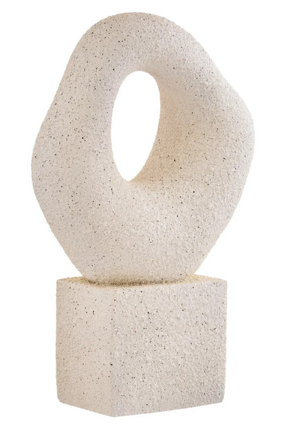 Mykonos Cream Textured Abstract Loop Sculpture on Pedestal