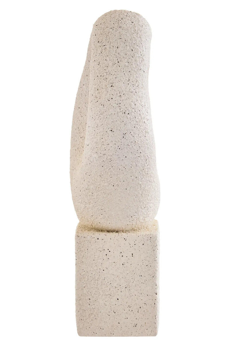 Mykonos Cream Textured Abstract Loop Sculpture on Pedestal