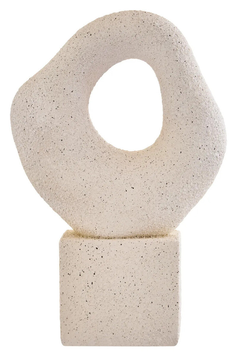 Mykonos Cream Textured Abstract Loop Sculpture on Pedestal