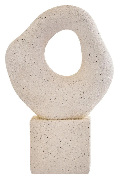 Mykonos Cream Textured Abstract Loop Sculpture on Pedestal