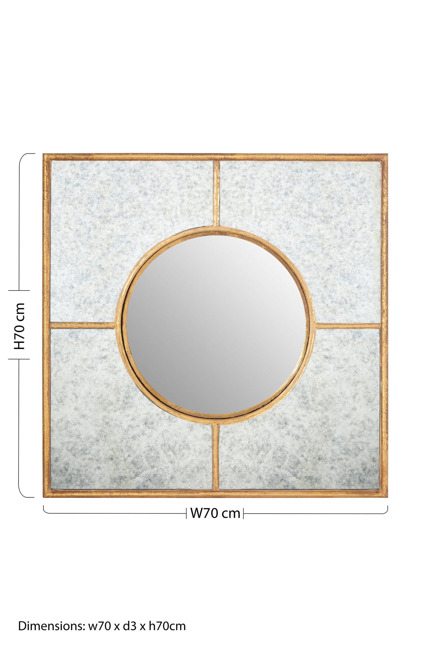 Zara Gold Square Art Deco Wall Mirror