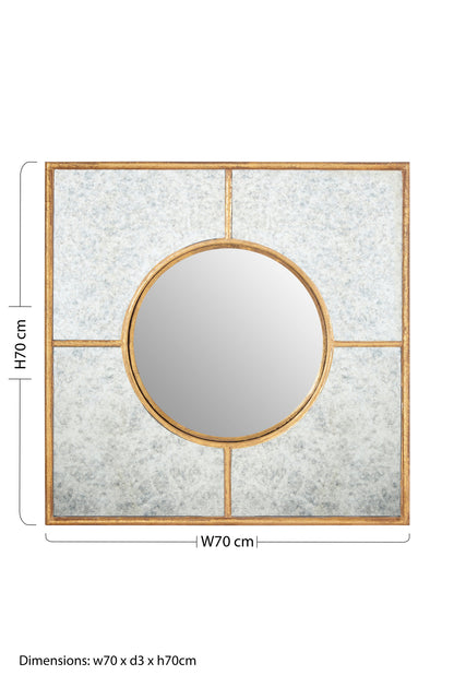 Zara Gold Square Art Deco Wall Mirror