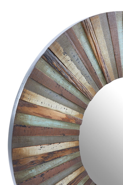 Shore Wooden Round Wall Mirror
