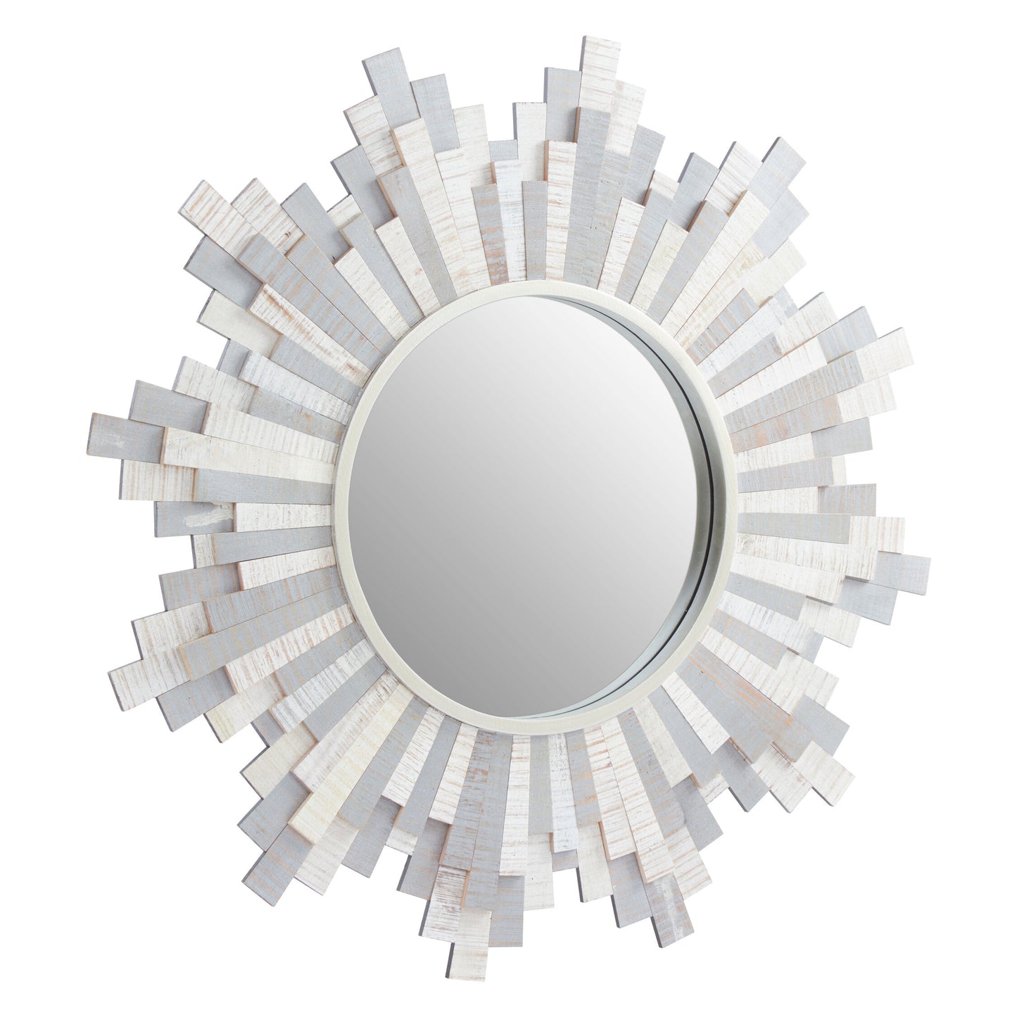 Marci Sunburst and White Wooden Wall Mirror