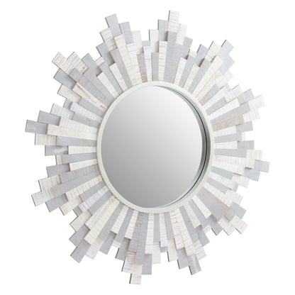 Marci Sunburst and White Wooden Wall Mirror