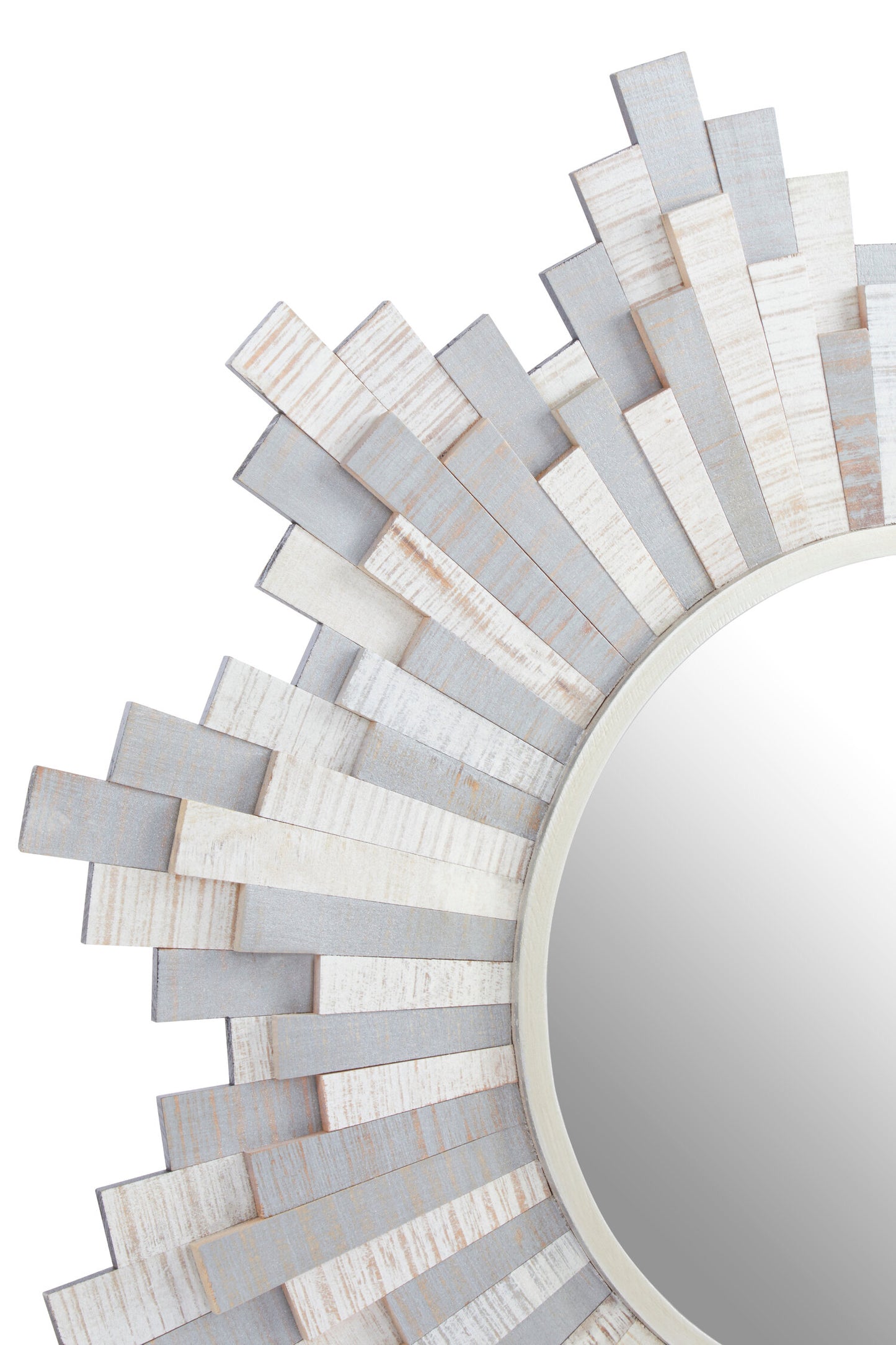 Marci Sunburst and White Wooden Wall Mirror