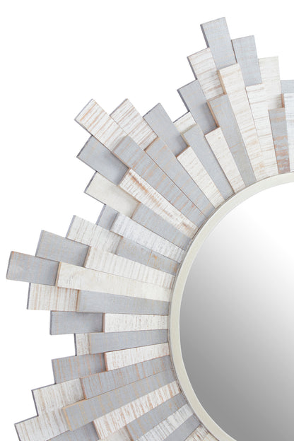 Marci Sunburst and White Wooden Wall Mirror