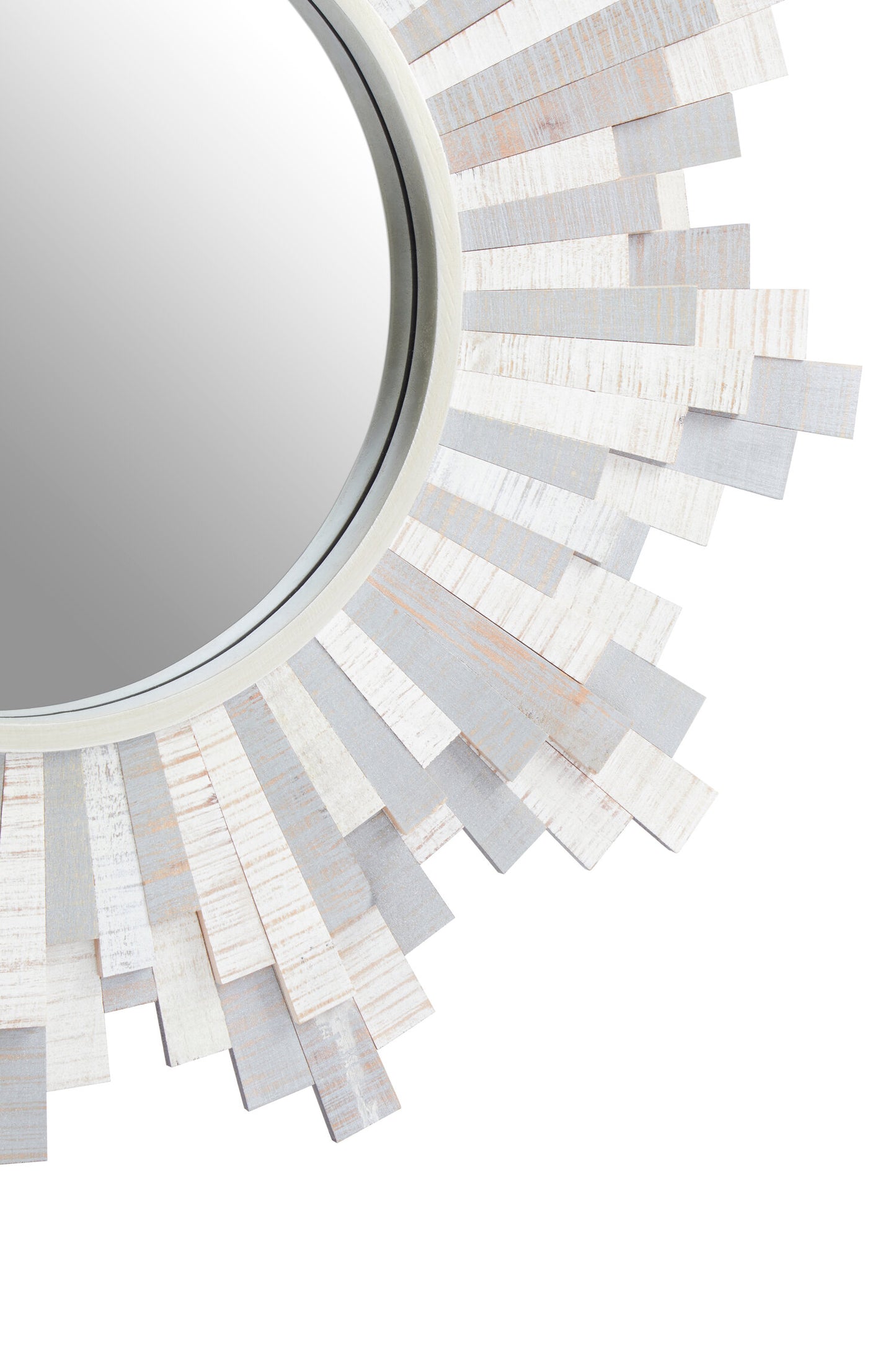 Marci Sunburst and White Wooden Wall Mirror