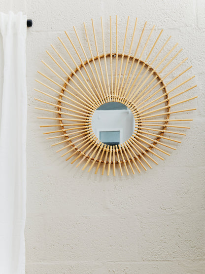 India Natural Rattan Wall Mirror