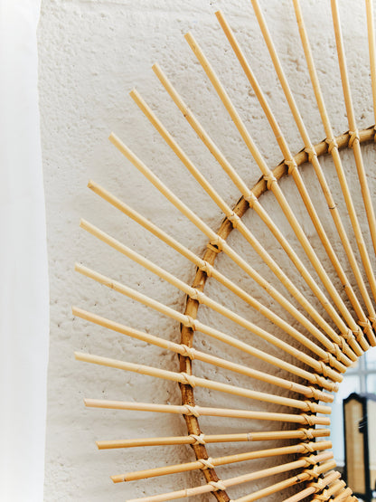India Natural Rattan Wall Mirror