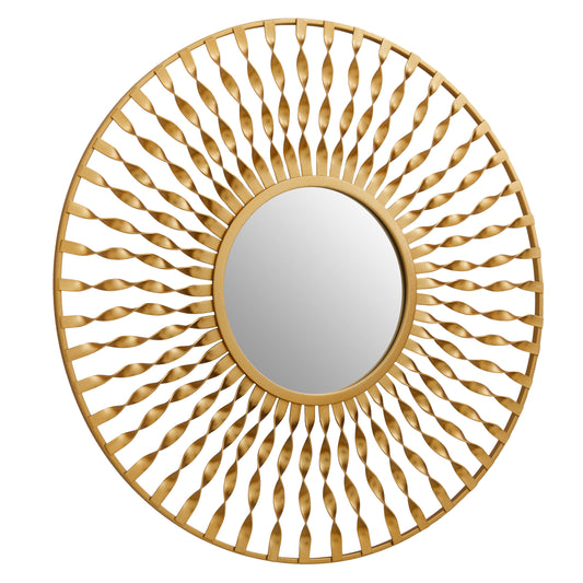 Arabia Sunburst Gold Finish Metal Frame Round Wall Mirror