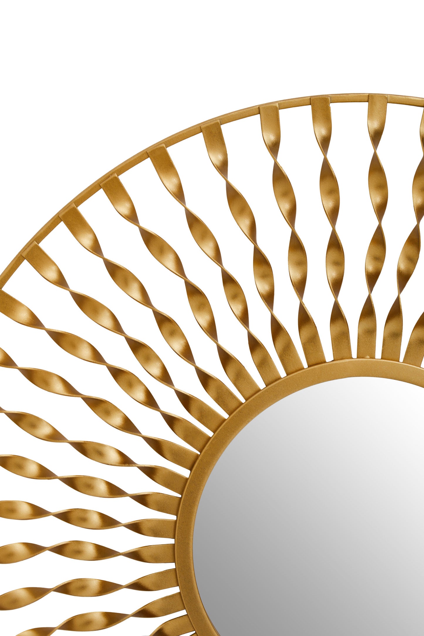 Arabia Sunburst Gold Finish Metal Frame Round Wall Mirror