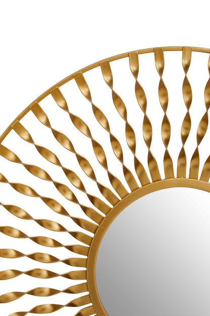 Arabia Sunburst Gold Finish Metal Frame Round Wall Mirror