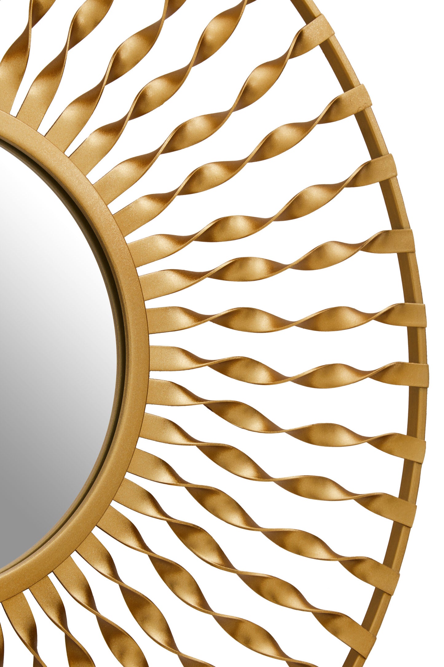 Arabia Sunburst Gold Finish Metal Frame Round Wall Mirror
