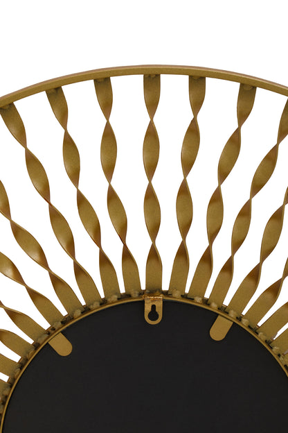 Arabia Sunburst Gold Finish Metal Frame Round Wall Mirror