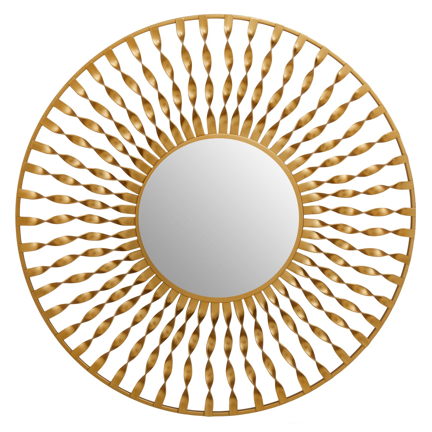 Arabia Sunburst Gold Finish Metal Frame Round Wall Mirror