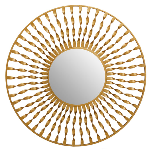 Arabia Sunburst Gold Finish Metal Frame Round Wall Mirror