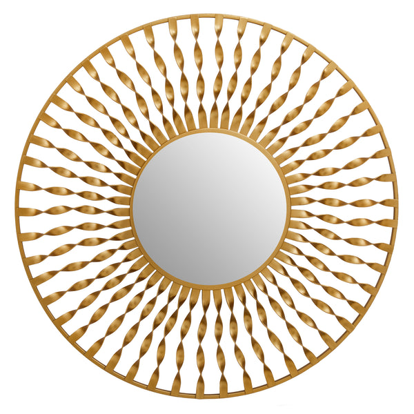 Arabia Luxe Gold Metal Sunburst Round Wall Mirror | Bali & Blue