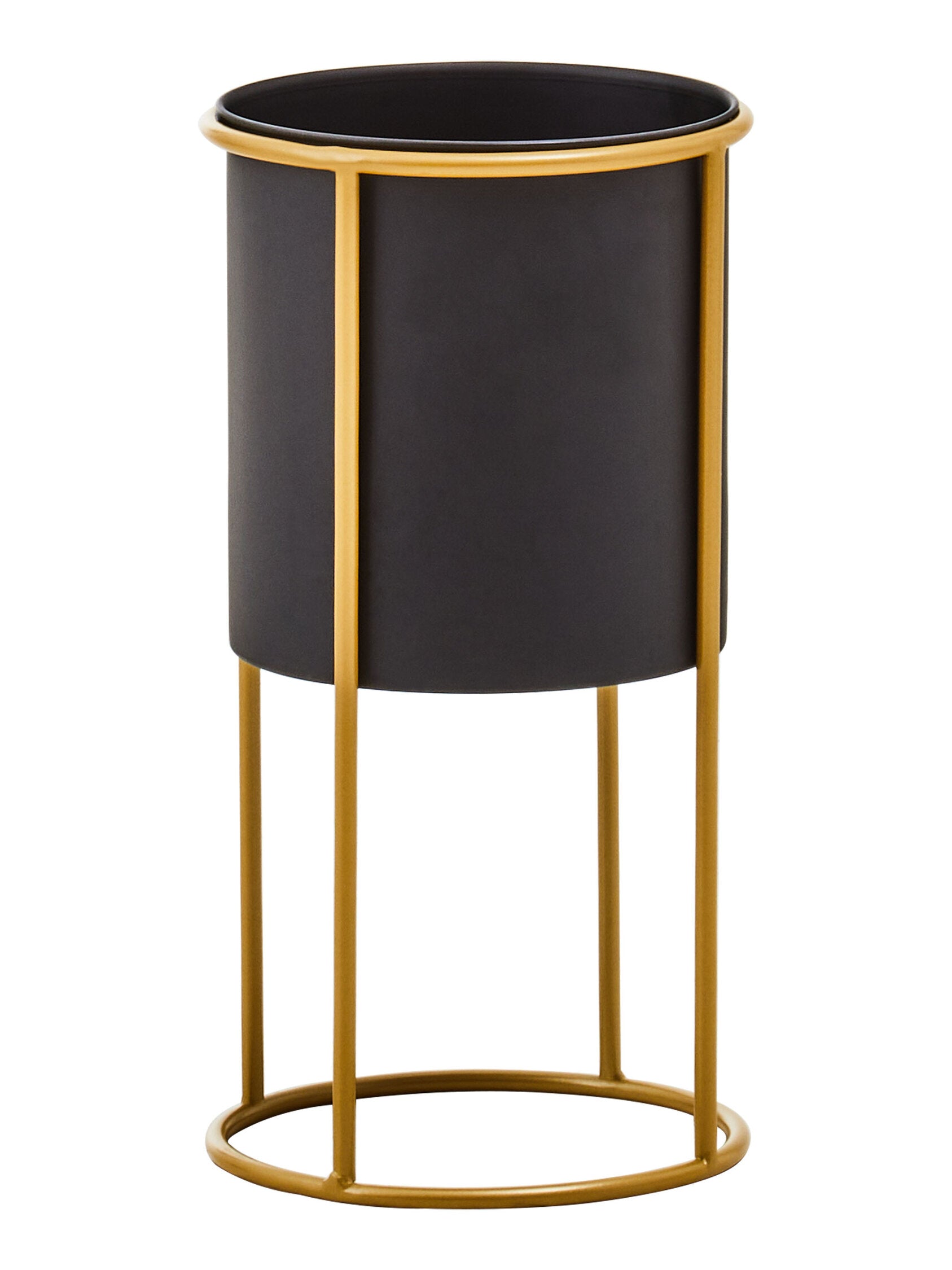 Boston Small Black and Gold Floor Standing Planter | Bali & Blue