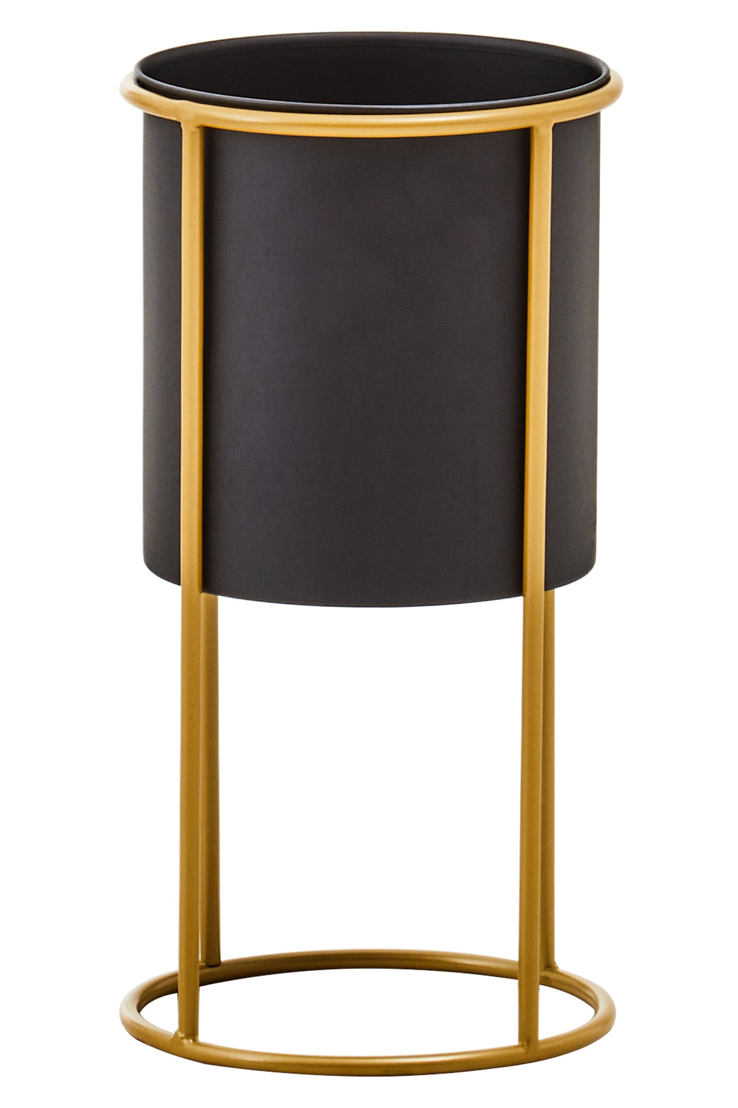 Boston Small Black and Gold Floor Standing Planter