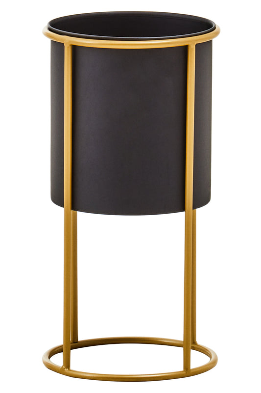 Boston Small Black and Gold Floor Standing Planter