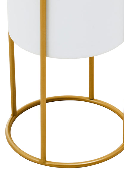 Boston Small White and Gold Floor Standing Planter