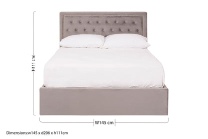Aristos Grey Velvet Double Ottoman Bed