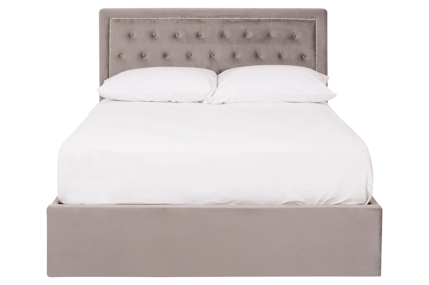 Aristos Grey Velvet Double Ottoman Bed