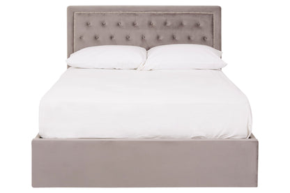 Aristos Grey Velvet Double Ottoman Bed