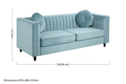 Faith Pastel Green Three Seater Velvet Sofa