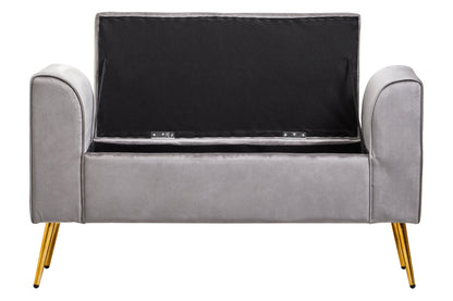Marylin Grey Velvet Upholstered Storage Bench