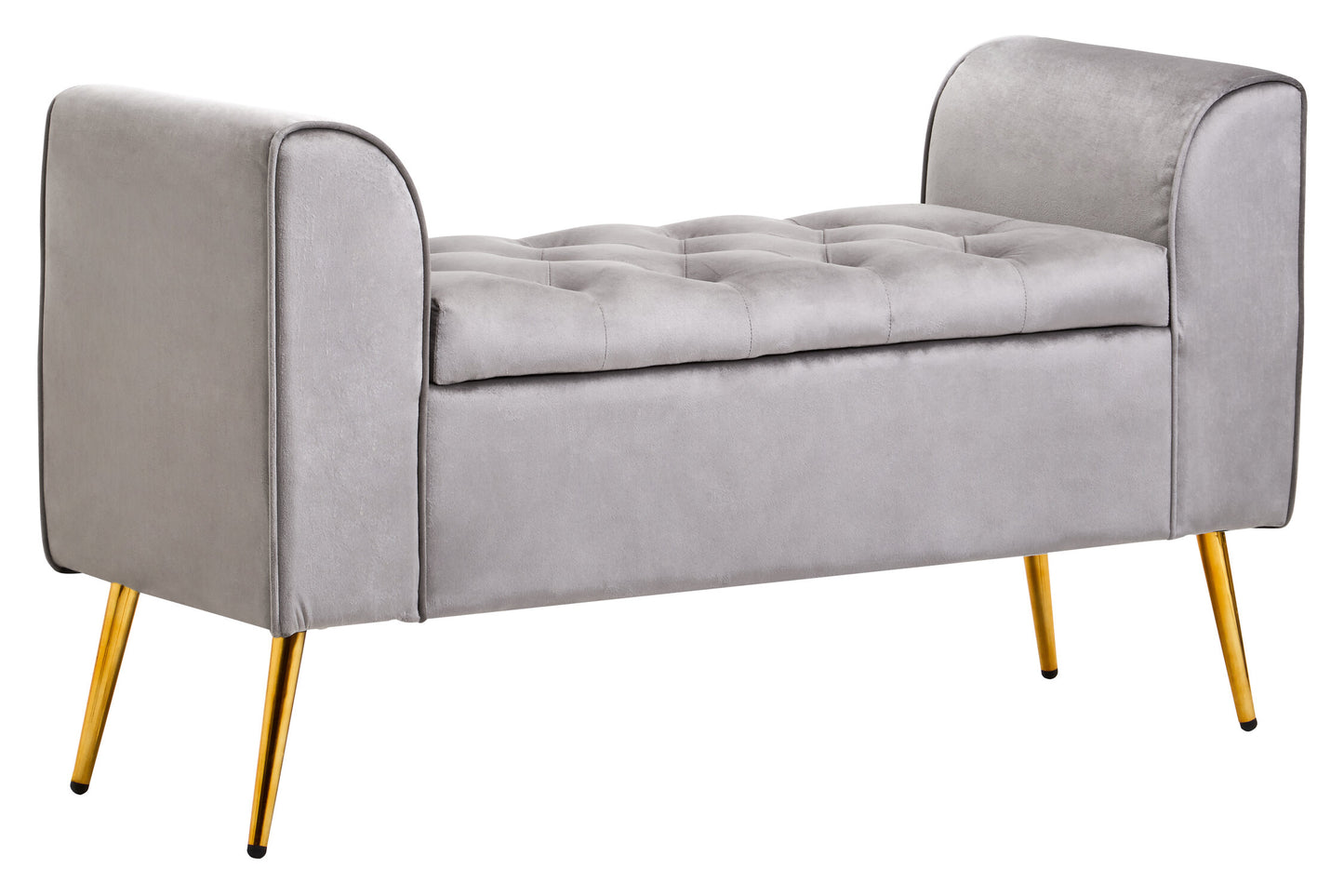 Marylin Grey Velvet Upholstered Storage Bench