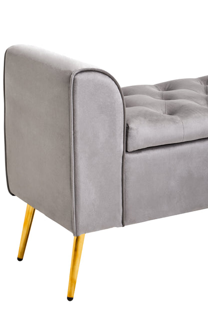 Marylin Grey Velvet Upholstered Storage Bench