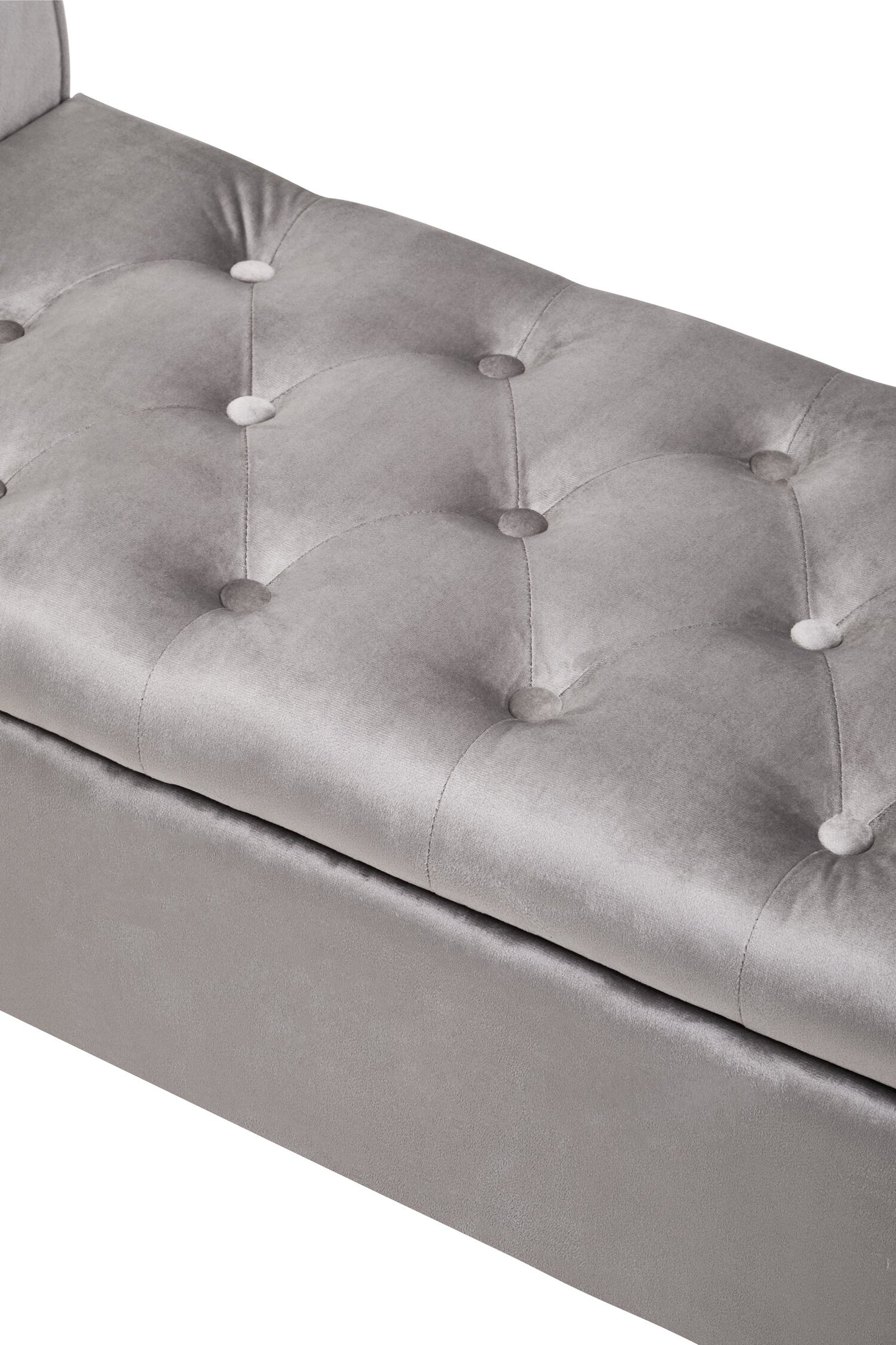Marylin Grey Velvet Upholstered Storage Bench