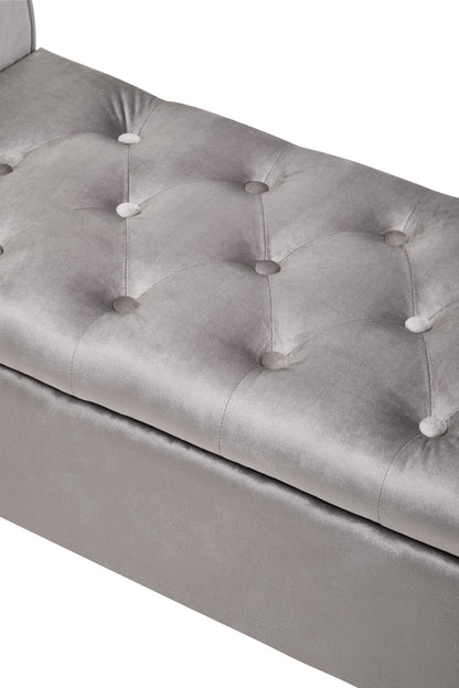 Marylin Grey Velvet Upholstered Storage Bench