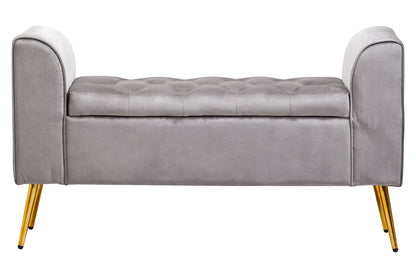 Marylin Grey Velvet Upholstered Storage Bench