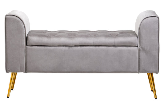 Marylin Grey Velvet Upholstered Storage Bench