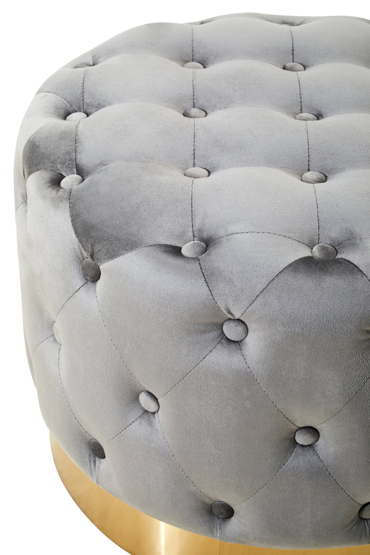 Marylin Grey Velvet Footstool with Matt Gold Metal Base