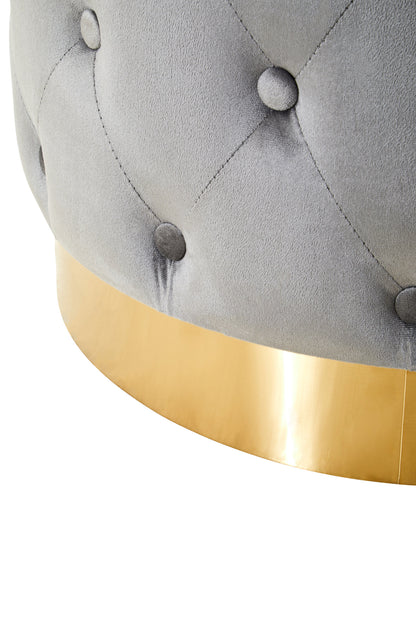 Marylin Grey Velvet Footstool with Matt Gold Metal Base