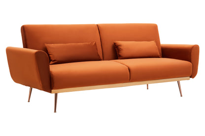 Jasmine Burnt Orange Velvet Sofa Bed