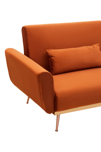 Jasmine Burnt Orange Velvet Sofa Bed