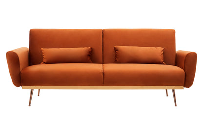 Jasmine Burnt Orange Velvet Sofa Bed | Bali & Blue