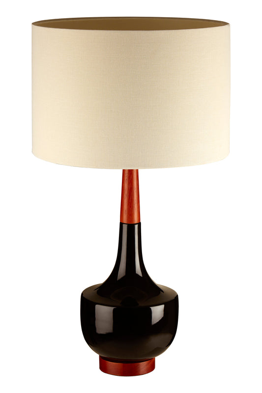 Sirus Wood Ceramic Traditional Table Lamp | Bali & Blue
