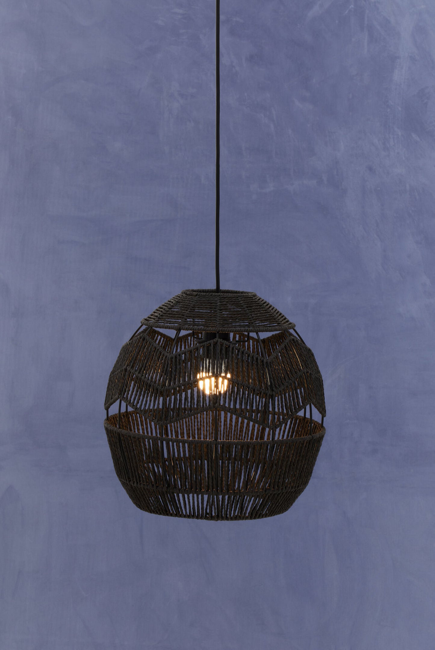 Tropical Black Paper Rope Pendant Light