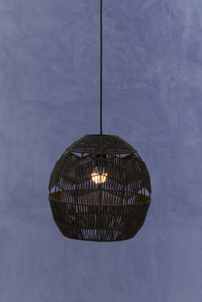 Tropical Black Paper Rope Pendant Light