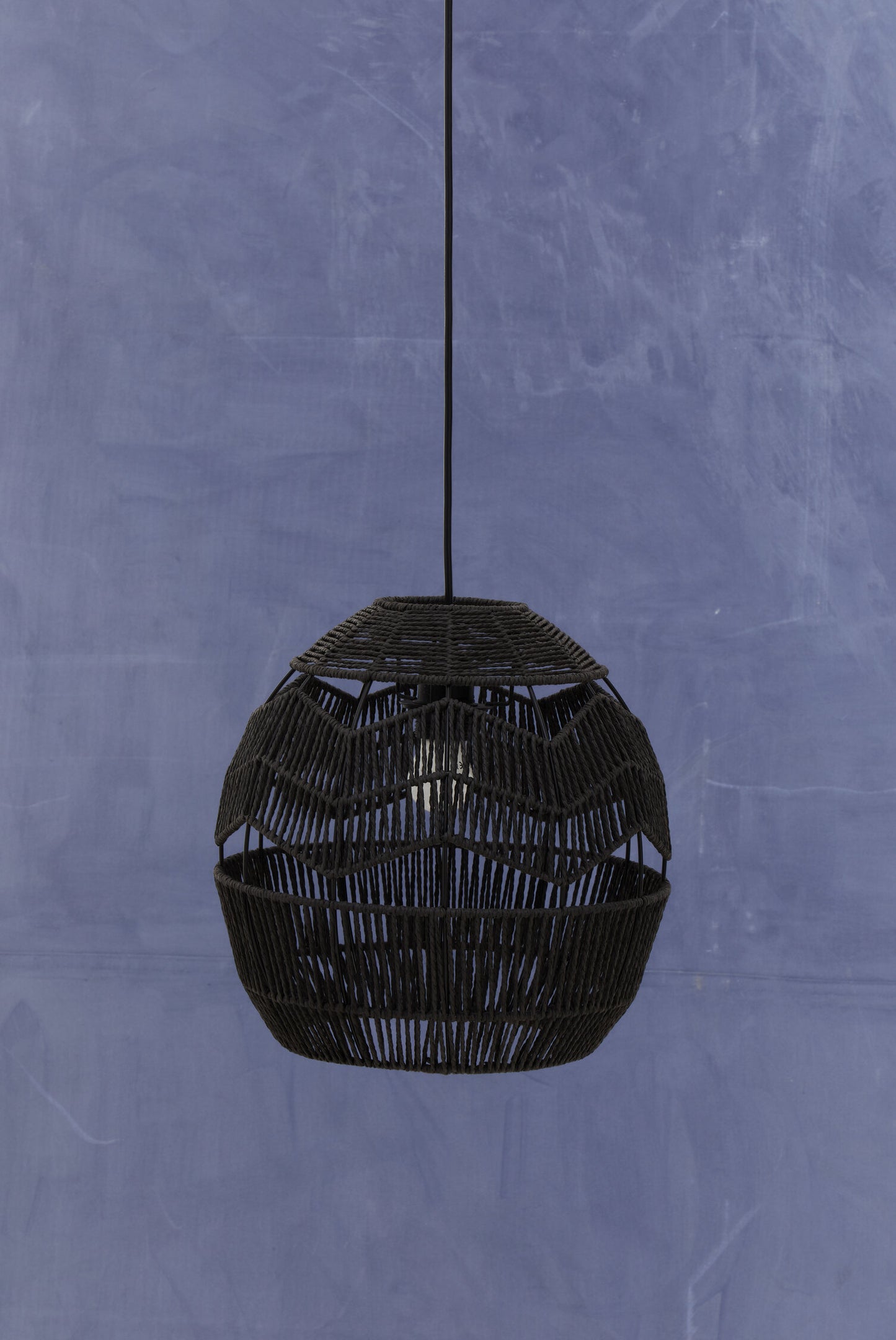 Tropical Black Paper Rope Pendant Light