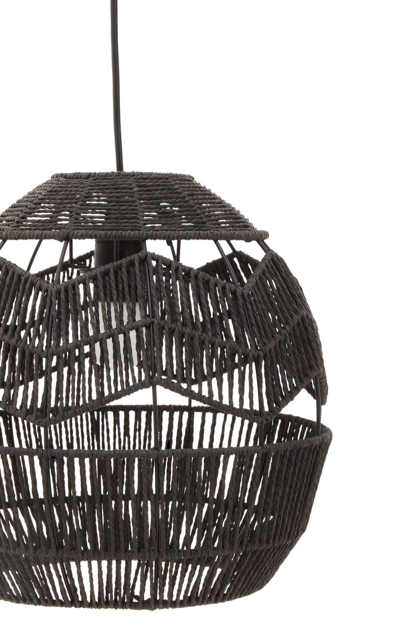 Tropical Black Paper Rope Pendant Light