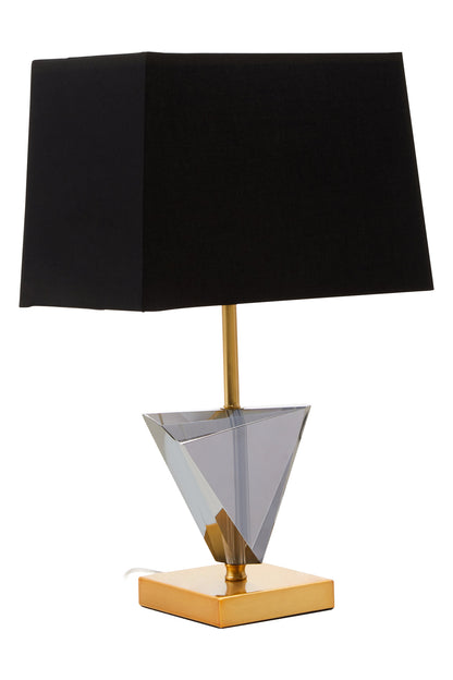 Jessie Industrial Smoked Crystal Table Lamp with Gold Metal