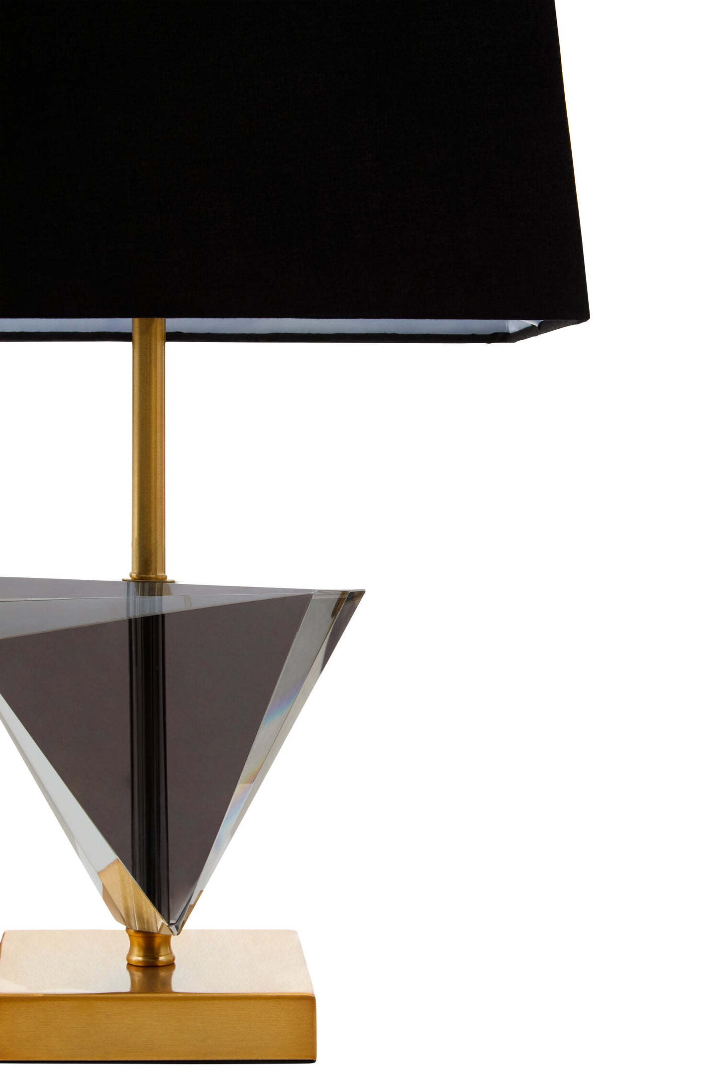 Jessie Industrial Smoked Crystal Table Lamp with Gold Metal