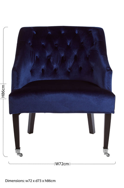 Charles Industrial Blue Velvet Button-Back Lounge Armchair